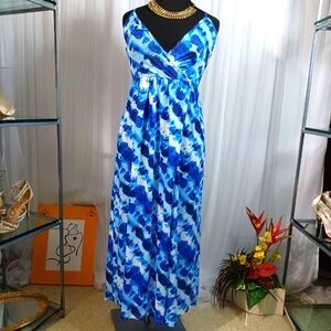 Maxi Sleeveless Sundress, Size L" Blue and White colors